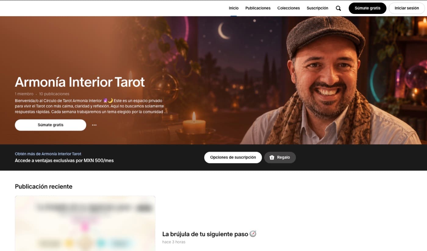 Portada de Armonía Interior Tarot en Patreon
